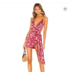 Lovers + Friends Red Floral Wrap Mini Dress